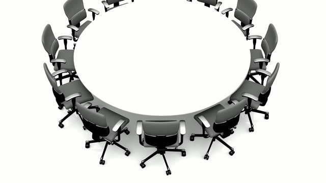 White round table with black chairs - 3D rendered