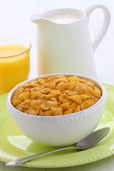 Healthy corn flakes breakfast