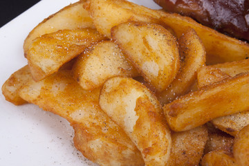 Golden Fried Crisp Potato Wedges.