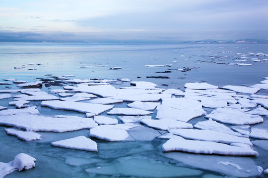 ice floe in winter Norway