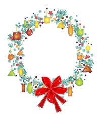Christmas Wreath with Price Tag and Red Bow