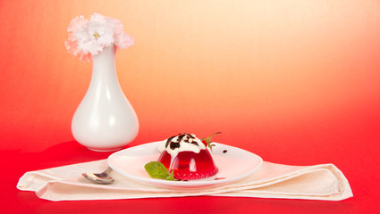 Plate with jelly and whipped cream