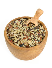 rice mix in a wooden bowl
