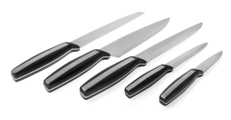 Five steel kitchen knives