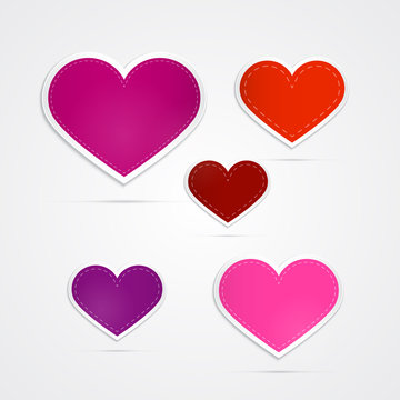 Vector Hearts Isolated on Grey Background