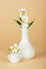 Big and small vase with jasmine