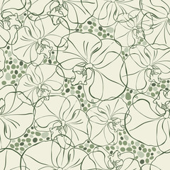 Seamless pattern with orchid, vector