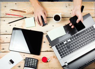 Workplace, Man working on the laptop