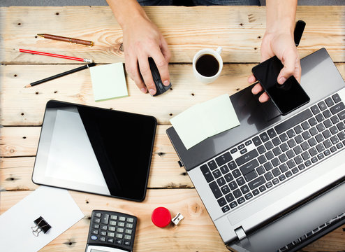 Workplace, Man working on the laptop
