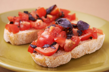 bruschetta with violet basil