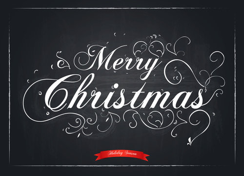Merry Christmas letters stylized for the drawing with chalk on t