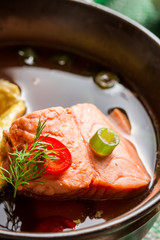 Fish soup made of salmon