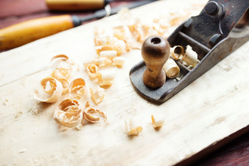 Hand jack plane and wood chips