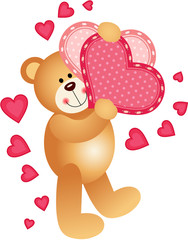 Teddy Bear Holding a Hearts