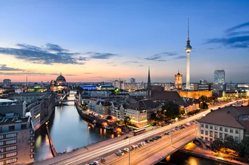 Gordijnen Berlin Skyline Panorama © Mapics