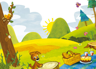 Obraz na płótnie Canvas Cartoon scenery - summer - illustration for the children