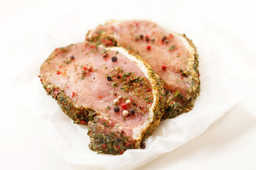 raw pork meat with spice