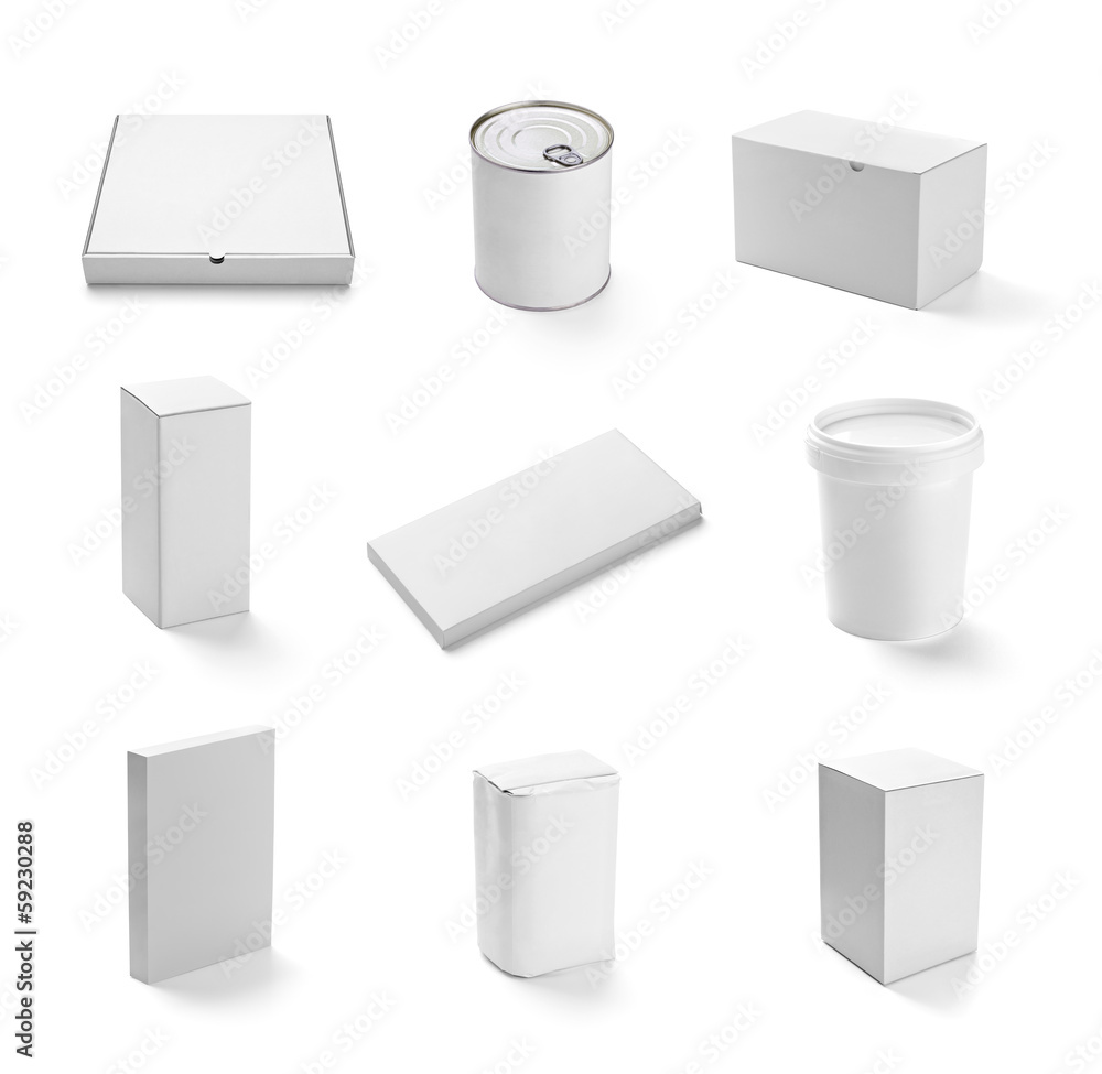 Wall mural white box container template blank package