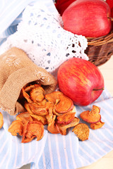 Dried apples and fresh apples,