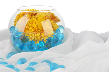 Beautiful flower in vase with hydrogel