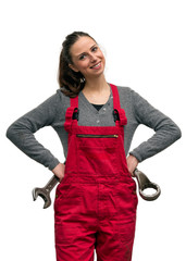 Girl worker with wrench