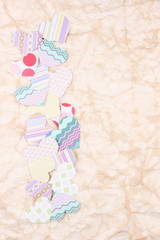 Beautiful decorative hearts on old paper background