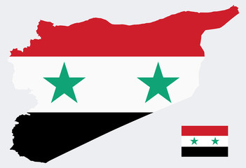 EPS Vector 10 - Map of Syria with Flag