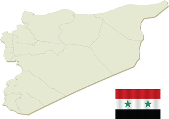 EPS Vector 10 - Map of Syria with Flag