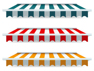 Colorful set of striped awnings