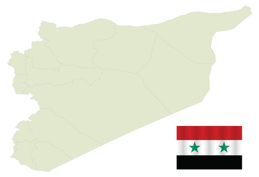 EPS Vector 10 - Map of Syria with Flag