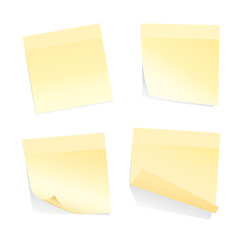 yellow stick notes isolated on white background