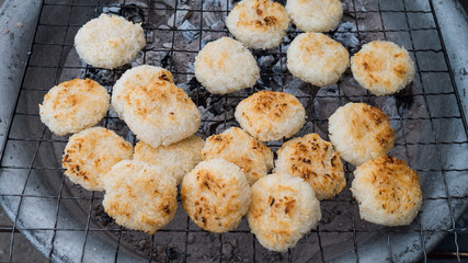 Whole rice made into balls and baked