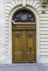 Wood entry door with camera