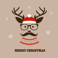 Deurstickers Christmas hipster deer © hollymolly