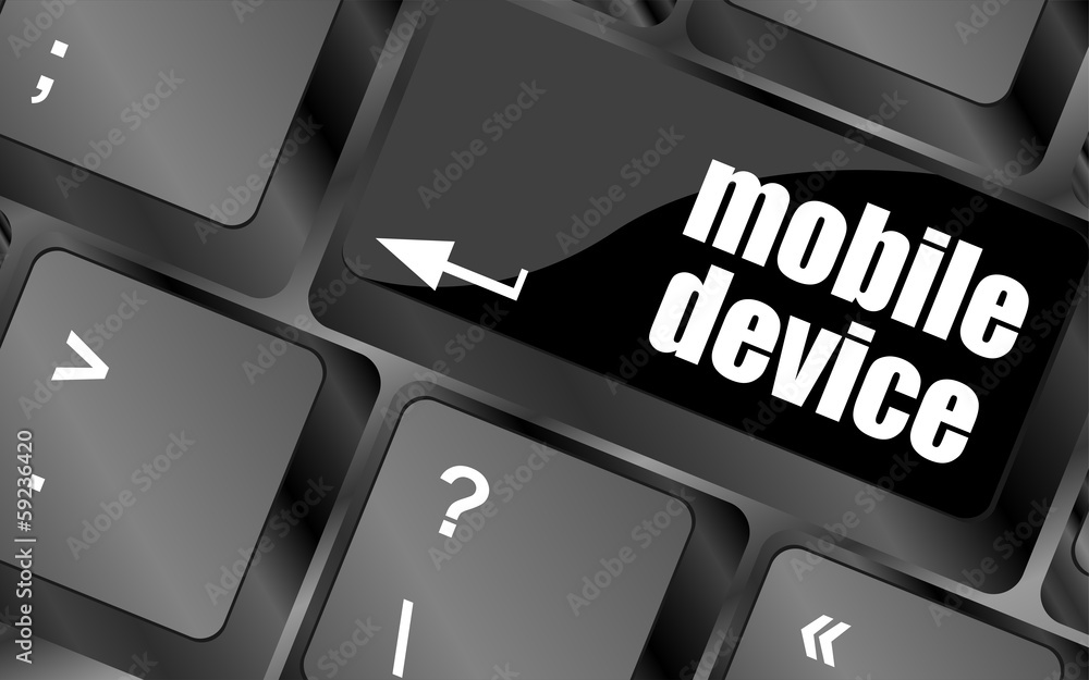 Poster a keyboard with a key reading mobile devices