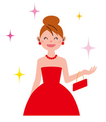 パーティー　赤いドレス