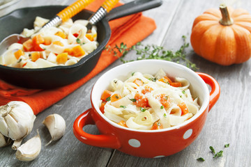 Noodles with pumpkin and parmesan