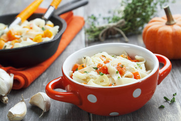 Noodles with pumpkin and parmesan