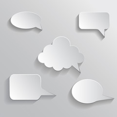 Speech bubble paper blank icons with shadow