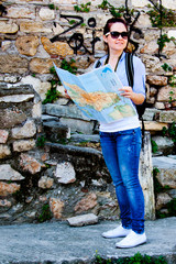young and beautiful woman tourist