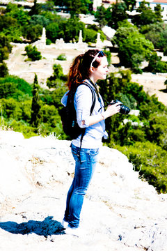 young and beautiful woman tourist