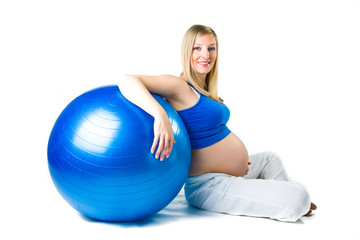 Fototapeta na wymiar Pregnant woman isolated on white