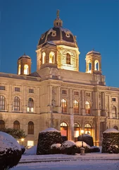 Gordijnen Vienna - Art history museum in winter eveing © Renáta Sedmáková