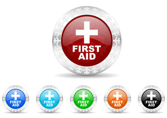 first aid icon vector set
