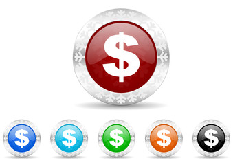 us dollar icon vector set