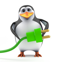 Cute penguin with green plug
