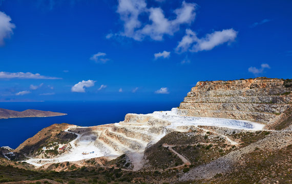 Marble quarry near village Mochlos, Crete, Greece.