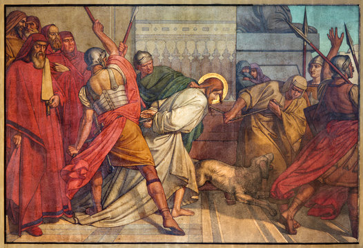 Antwerp - Fresco of bondage of Jesus in Joriskerk