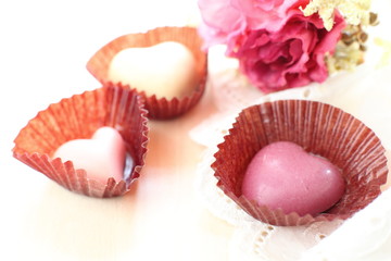 heart shape chocolate and flower