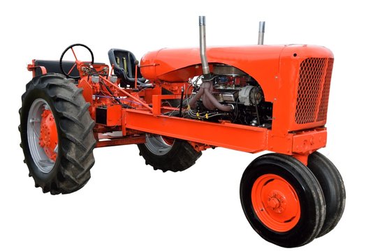 restored tractor isolated with a white background